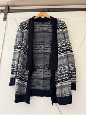 Maurices Black & Gray Striped Knit Cardigan Sweater